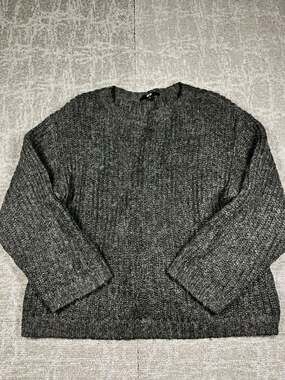 Uniqlo Womens Gray Chunky Knit Crew Neck Pullover Sweater Wool Blend Size S